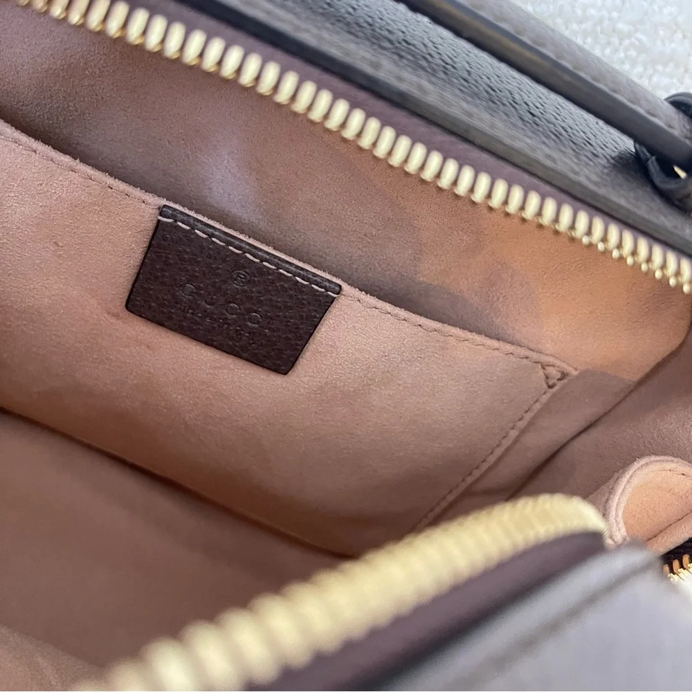 Gucci GG Supreme Monogram Mini Ophidia Top Handle Crossbody Purse - Picture 12 of 14